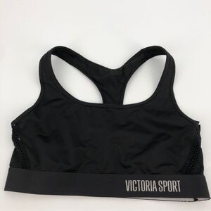 Victorias Secret The Player Racerback Sports Bra Medium Black Mesh Side Unpadded